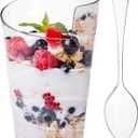 Fasmov 100 Pack 2 Oz Mini Dessert Cups with 100 Spoons, Clear Plastic Parfait Appetizer Cup for Tasting Party Desserts Appetizers