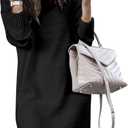 SENFURE Women Turtleneck Sweater Dress Oversized Long Sleeve Knit Pullover Fall Sweater Short Dresses (Medium, Black)