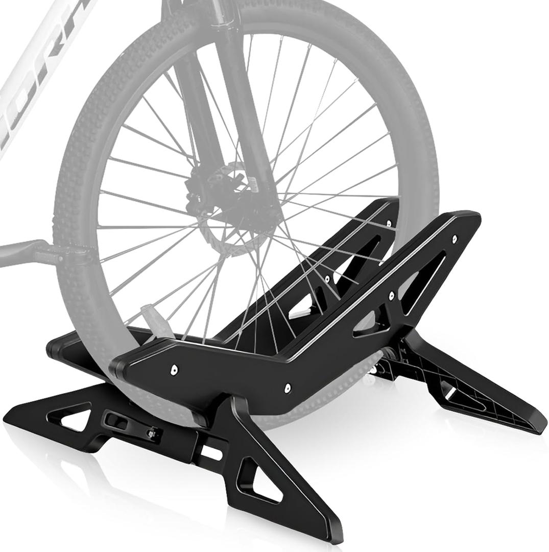 Adjustable Bike Floor Stand for 16"29" Mountain & Road Bicycles, Foldable and Portable, Ideal for Indoor & Outdoor Garage Storage (Black)