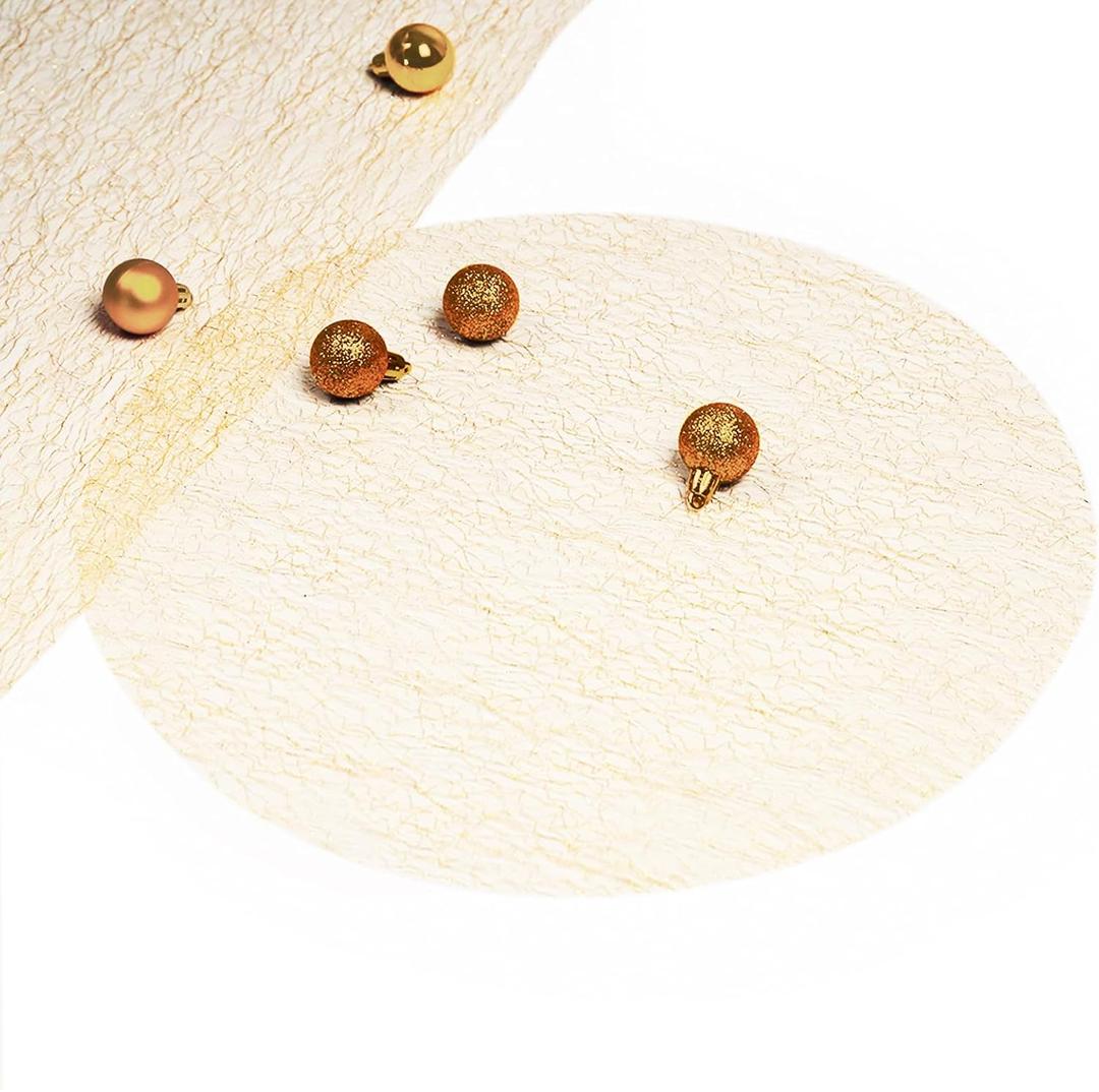 Noctiflorous Round Gold Placemats 14 inch Set of 50 with 12 Cutlery Holders for Disposable Place Mats for Dinning Table for Wedding Party Birthday Thanksgiving Christmas(Holeless Golden, 15