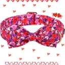 Maca Bates Valentine's Day Dog Collar with Fancy Bow for Medium Girl Boy Dogs,Tiedyed Love Hearts Pattern,Adjustable Durable Soft Valentine Gift for Female Male Puppy