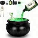 Halloween Decorations Indoor - Cauldron Halloween Decor with Magic Floating Potion Bottles and Diffuser, Black Plastic Witches Bowl Party Decoration for Spooky Vintage Home Kitchen Table