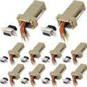 10PCS DB9 Female Ethernet Adapter, 9 Pin Serial Port Female to RJ45 Ethernet LAN Extend Modular Converter, F/F