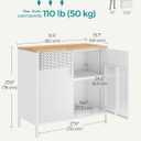 SONGMICS Storage Cabinet, Metal Cabinet, Sideboard with 2 Doors, 15.7 x 31.5 x 29.9 Inches, Magnetic Closure, Adjustable Shelf, Steel Frame, Natural Beige and White ULSC102W57