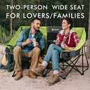 VILLEY Double Camping Chair w/Cooler Bag, Extra Wide Loveseat, Heavy Duty Padded Camping Couch, Portable Folding Chair w/Carry Bag Steel Frame Cup Holders for Camp Lawn Picnic Sports, Support 600LBS, 54"w X 25-1/2"d X 39"h