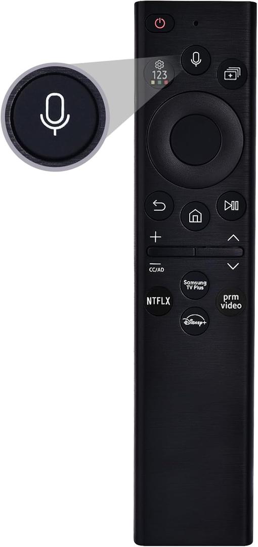Replacement Voice Remote for Samsung Smart TV BN59-01385A Compatible with Samsung QLED, Crystal UHD, Frame Series TVs, Universal Smart TV Remote with Voice Control & NTFLX and PRM Video Disny+ Buttons