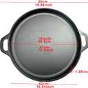 16 Inch Cast Iron Pizza Pan Round Griddle Pre-Seasoned Comal with Free Silicone Handles, Kitchen Essentials for Pizza Lovers, Baking, Grill, BBQ