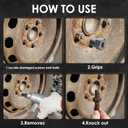 5-Piece Heavy Duty Bolt Extractor Set, 1/2" Drive Impact Lug Nut Remover Tool, Large Size 19-25mm for Removing Stripped, Damaged, Rusted Nuts, Bolts, and Studs
