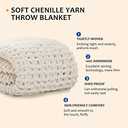 L'AGRATY Chunky Knit Blanket Throw: 80''x90'' Chenille Chunky Knitted Throw Blanket for Bed Couch - Handmade Thick Big Cable Knit Blanket - Large Chunky Crochet Rope Blanket for Home Decor(Ivory)