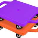 2 Pcs Sports Scooter Board with Handles Colored Floor Sitting Scooter Board with Plastic Casters for Kids Gym Indoor Outdoor Activities Play Equipment