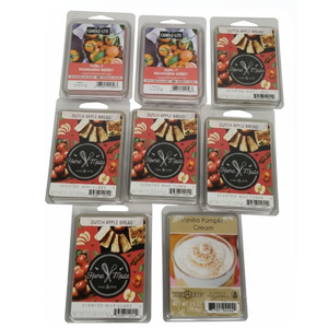 WAX MELTS, 8 PACKS, 5X DUTCH APPLE BREAD, 2X SUNLIT MANDARIN BERRY, 1X VANILLA PUMPKIN CREAM