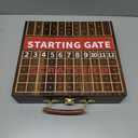 Wooden Finish Line Horse Racing Board Game Equipped with 11 Luxury Metal Craft Horses Adult Chessboard Including 2 Dice and 2 Boxes of Cards Folding Box Game Board(Flame)