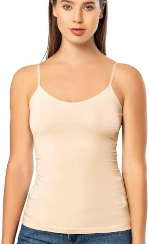 VAVONNE Spaghetti Strap Camisole Tank Tops for Women, Basic Slim-Fit Cotton Cami Undershirts M