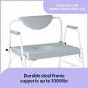 Medline Bariatric Drop-Arm Commode - Heavy Duty Steel Toilet Chair for Disabled and Elderly, 1,000 lb. Weight Capacity
