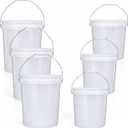 5 Gallon Large & 2.5 Gallon Small Bucket Set with Handle, Cleaning Bucket for Household Outdoor Mop Car Wash, Utility Plastic Pail for Paint Garden Farm, White, 6 Pack