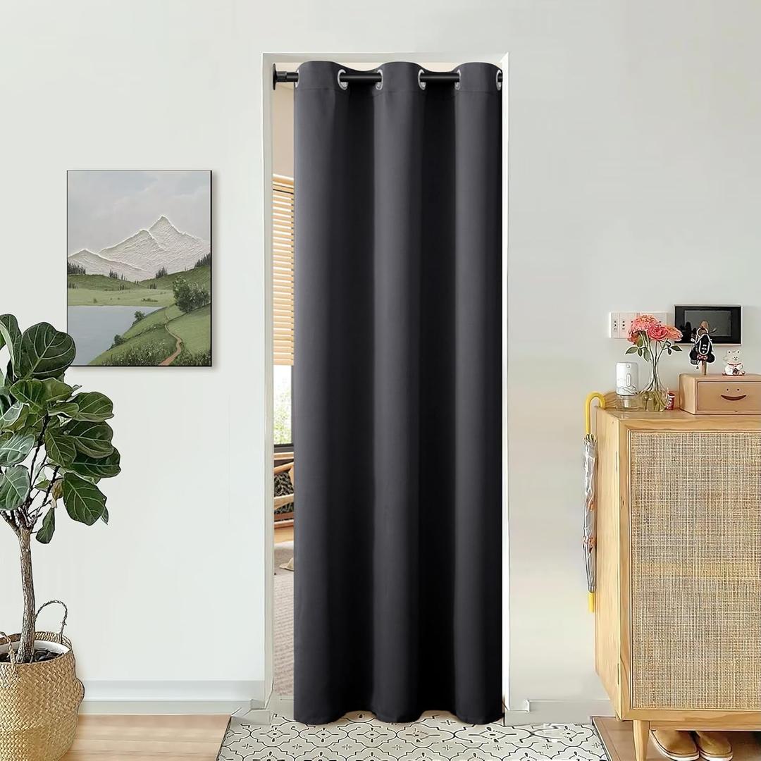 BGment Door Curtain for Doorway, Closet Curtain for Open Closet, Thermal Insulated Privacy Blackout Grommet Drape, 1 Panel, Dark Grey, 34 x 80 Inch