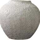 ELEFOCUS Cement Texture Ceramic Vase, Rustic Decorative Flower Planter Home Office Decoration, 7.48 x 11.41 Inch(Color:Light Gray - 7.48x9.44 Inch)