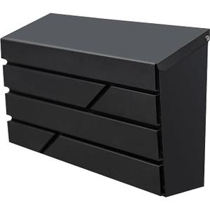 Wall Mount Mailbox for House Outside, Large Capacity Mailbox Drop Box, Galvanized Steel and Rust-Proof Metal Post Box, 15.74"x9.84"x4.33", Black