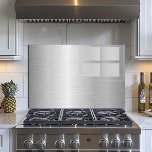 Evgosm Tempered Glass Backsplash for KitchenStainless steel Stove Splashback, Glass Backsplash, Easy to Install and Clean, Used for Kitchen Wall Protection and Decoration. (30x20'')