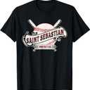 St Sebastian Patron Saint of Baseball Prayer Sports Athletes T-Shirt, Small