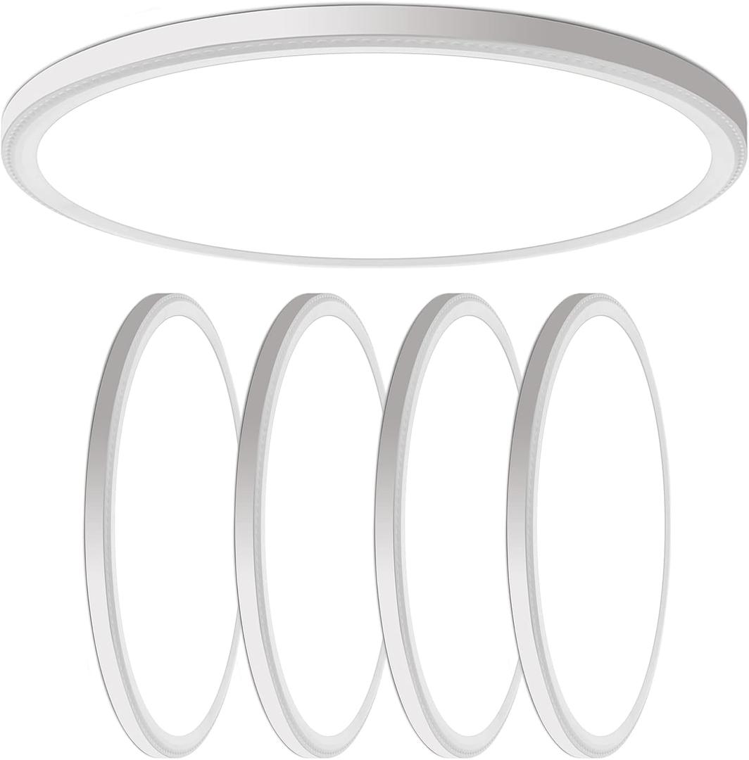 4 Pack 4700lm Super Slim 16 inch LED Ceiling Light, 5000K for Bedroom, Living Room, Dining Room (White, Four Pack)