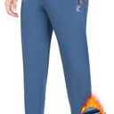 Men's Fleece Sweatpants Zipper Pockets Running Joggers Gym Athletic Sweat Pants for Winter Workout Warm Pant (XX-Large, Blue Gray)