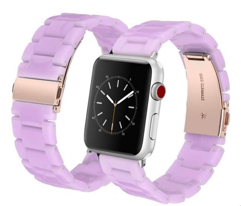 Resin Band Bracelet for Apple Watch Series 7/6/SE/5/4/3/2/1 (Purple, 42mm/44mm), Pack of 2