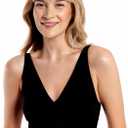 Floatley Cozy Wireless Plunge Bra for Women, Buttery Soft Comfort Seamless Everyday Bra with Embedded Pad (Medium, Black)
