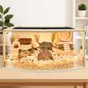 Prolee Hamster Cage Chew Proof Wood, Hamsters Enclosure Openable Top with Curved Design,Waterproof Small Animals Cage with Acrylic Sheets for Gerbils,Hamster Habitat(32 Inches)