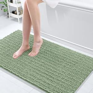 Arotive Luxury Bathroom Rugs 54x24, Extra Soft Thick Absorbent Shaggy Chenille Bath Rugs, Non-Slip Machine Wash Dry, Bath Mats for Bathroom Floor, Tub and Shower, Home Decor Accessories, Sage Green
