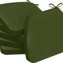 AAAAAcessories D-Shaped Chair Cushions, 2" Thick Dining Chair Pads with Ties and Removable, Machine-Washable Cover, 17" x 16", Set of 6, Dark Olive Green
