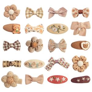 Baby Girls Hair Clips Flower Fabric Snap Hair Clips Bow Hair Accessories for Little Girl Teens Toddler Kids, Assorted 20Pcs