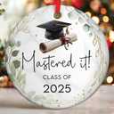 2025 Graduation Ornament - Premium Class of 2025 Ornament, Unique Masters Degree Gifts, Ideal Gifts for College Men, Stylish Christmas Keepsake, Distinguished College Graduation Ornaments
