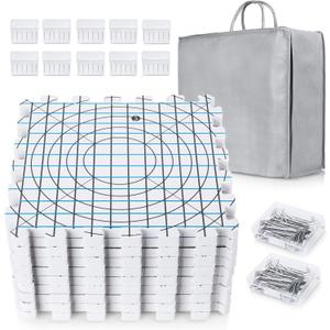 Extra Thick Blocking Mats for Wet and Steam Blocking - Includes Pack of 9, 100 T Pins, 10 Pin Blocker and Storage Bag