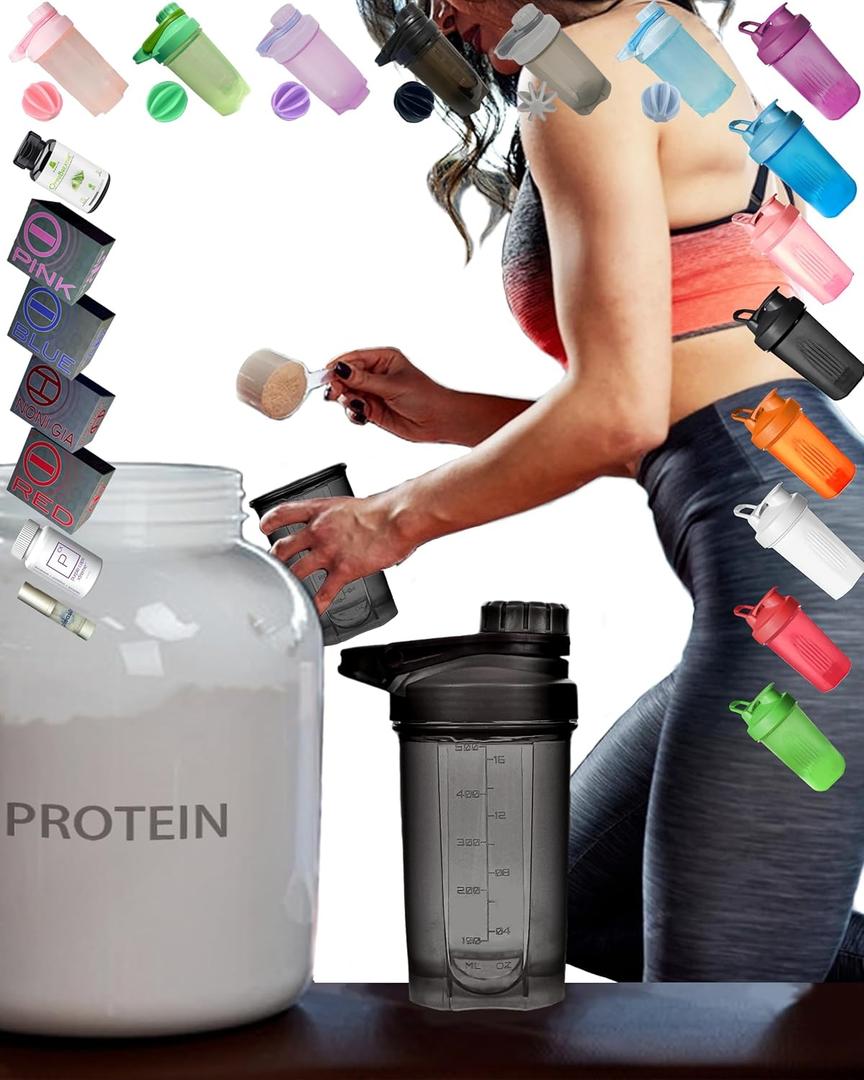A Stylish Mechanic Design Dark Black Protein Shaker Bottle w. (Twist Cap Leakproof & Lockable,Large Moden Loop w. Slim Arm),Strong Cup Anti-Drop,Small Non-Metal Mixer Ball 1.77",BPA Free,16OZ / 500ML