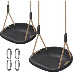 SELEWARE Heavy Duty Swing Seat for Adults Kids Tree Swing with Weather Proof Ropes Swing Set Accessories for Backyard Patio Garden Playground, Height Adjustable Black of 2