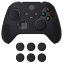 eXtremeRate PlayVital Black 3D Studded Edition Anti-Slip Silicone Cover Skin for Xbox Series X/S Controller, Soft Rubber Case Protector for Xbox Core Wireless Controller with 6 Black Thumb Grip Caps