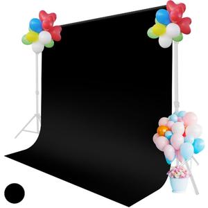 Black Backdrop for Photoshoot, 5x6.5ft Black Photo Backdrop Background, 1.5x2m Collapsible Black Fabric Backdrop Curtain, Portrait Black Back Drop Cloth, Content Creator Backdrops for Video Recording