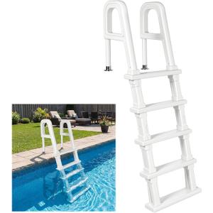 Leinuosen Above Ground Pool Ladder, Inclined 5 Step Double Handrails Stair for 48 to 54 Inch Above Ground, Load Capacity 300 lb, Adjustable Heavy Duty Swimming Pool Ladder Step for Inground and Above