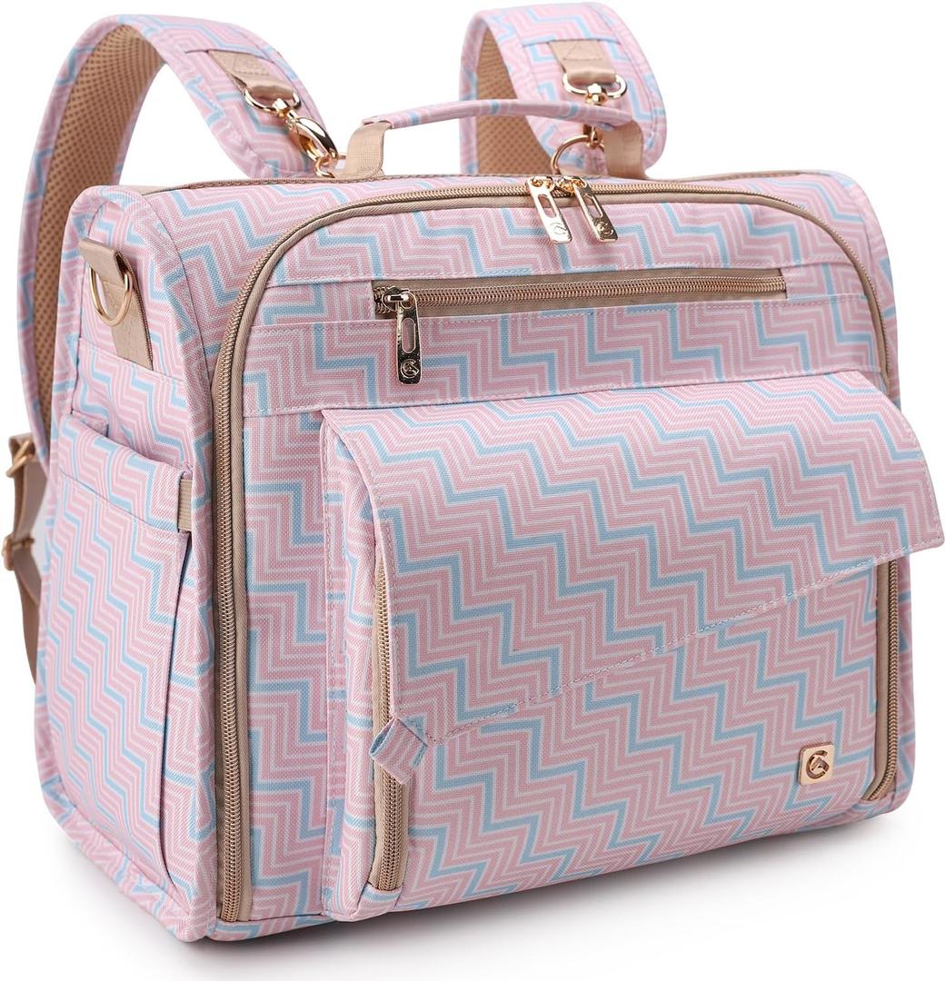 ALLCAMP Diaper Backpack, Waterproof Large Capacity Baby Bag, Multi-Function Nappy Bag with Stroller Hooks, Convertible Tote