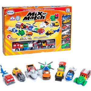 POPULAR PLAYTHINGS Magnetic Vehicles for Toddlers 1-3, Mix or Match Car Toys, 21 Piece Gift for Kids - Vehicles Orange, Standard