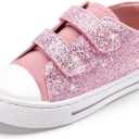 Boys Girls Sneakers Toddler Canvas Shoes Kids Walking Shoes with Hook and Loops (11 Little Kid, Pink Sequins)