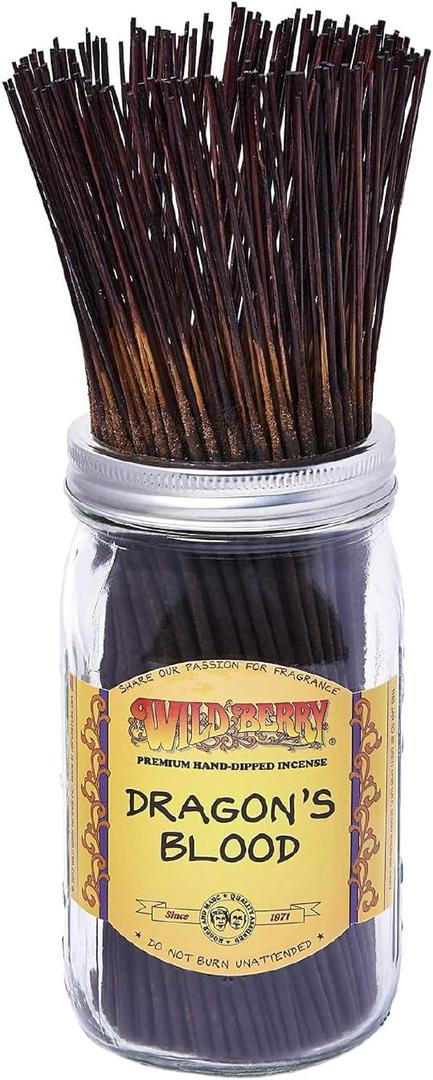 Wild Berry Incense Sticks - Dragon's Blood - Exotic Earthy Fragrance with Sandalwood and Musk - Hand Dipped in the USA (100 Count)