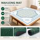 Blue and Green Floral Mahjong Mat 31.5"x31.5", Grandmillennial Hydrangea Flower Non-Slip Mahjong Mat Accessories for Dominoes Poker Card Board and Tile Games Gifts