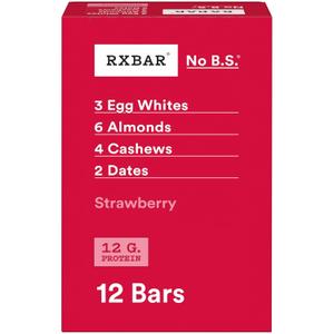 RXBAR Protein Bars, 12g Protein, Gluten Free Snacks, Strawberry, 22oz Box (12 Bars) (EXP 10/13/26)