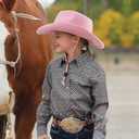 AQOKKA Kids Cowboy Hat Western Toddler Cowgirl Hat Baby Cowboy Wide Brim Felt Fedora Hat with Buckle Belt for Boys Girls