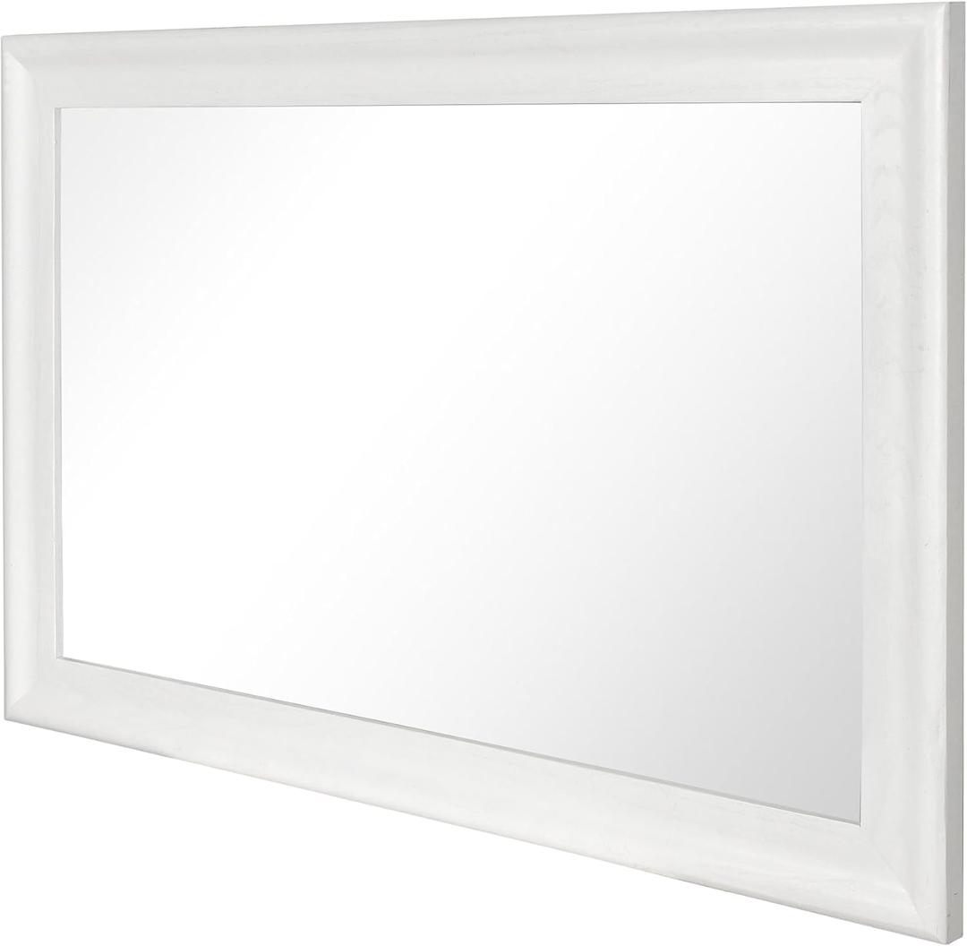 White Bathroom Mirror 24x36 Inch, Wooden Framed Rectangle Mirrors for Wall with Tempered Glassr for Bedroom Living Room or Entryway, Vertical or Horizontal Hanging
