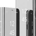 Mirror Case for Galaxy Z Fold 7 Flip Case Clear View Makeup Mirror, Phone Case with Kickstand Shockproof Protective Cover for Galaxy Z Fold 7 5G Shell (Silver)