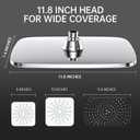 Veken 11.8 Inch Rain Shower Head with Handheld- High Pressure Dual Shower Heads with 5 Modes Handheld Spray Combo- Wide Rainfall Showerhead with Hose, Bathroom Accessories, Chrome