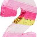 Number 2 Pinata, Pink and Gold for Girls 2nd Birthday Party Decorations, Small, 16.5x11x3 in
